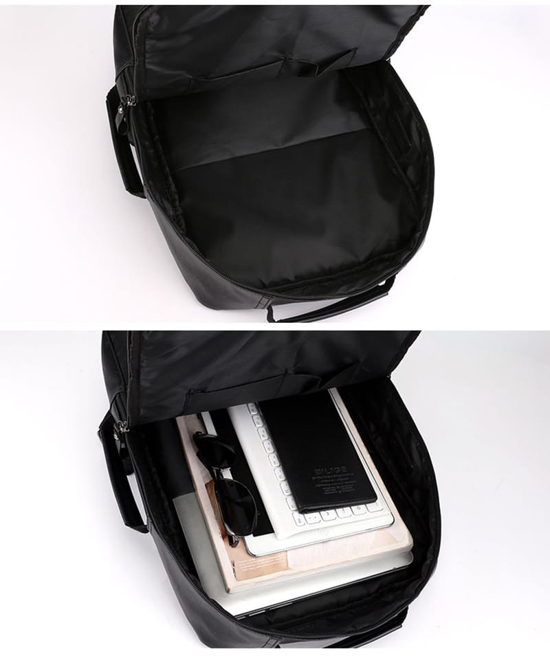 GuiSoHn Backpack Men Men's Waterproof Business Backpack Charging Large Capacity Laptop Bag PU Leather Portable (LLB)