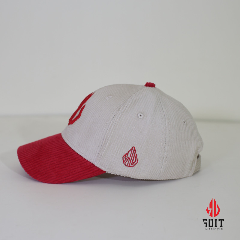 Suit Lifestyle Premium Red & White Corduroy Cap