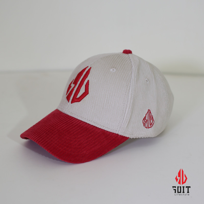 Suit Lifestyle Premium Red & White Corduroy Cap